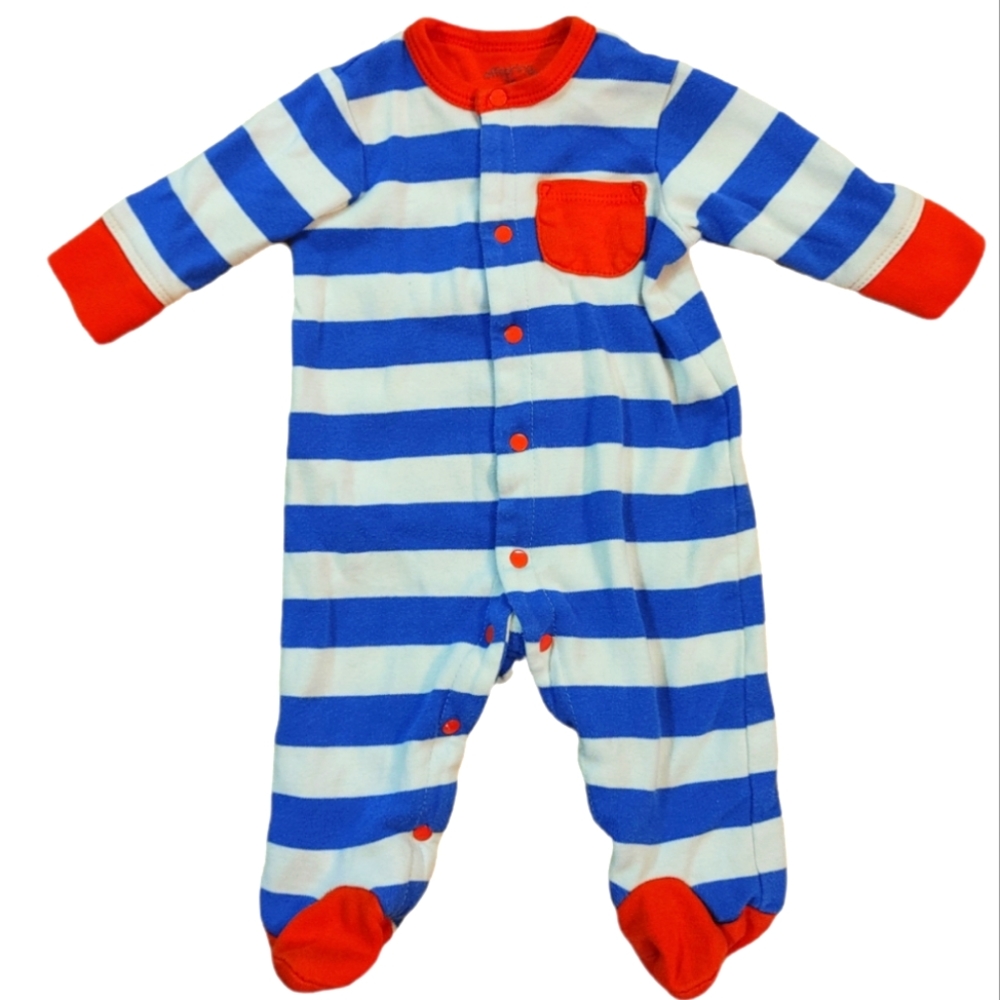 💥Bundle Only💥 OFFSPRING Blue White Orange Striped Snap Down Pajama Onesie